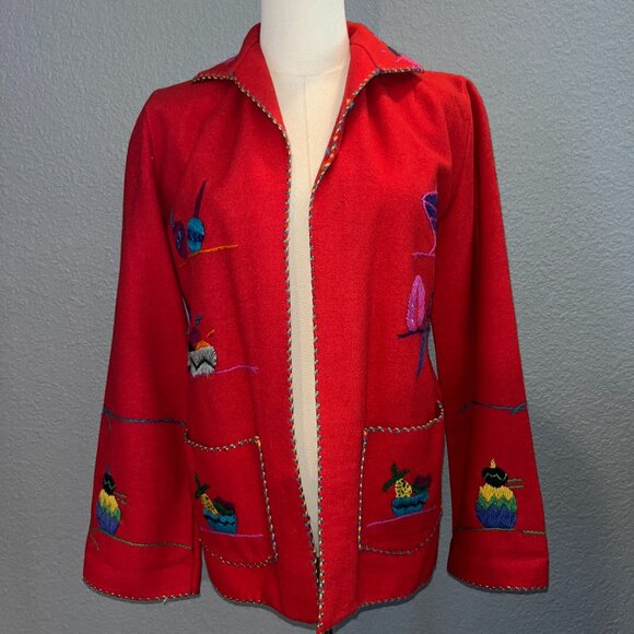 40'S VINTAGE KEYSTONE EXPORT WOOL MEXICAN EMBROIDERED TOURIST SOUVENIR JACKET - Picture 1 of 10